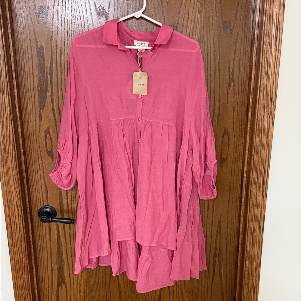 Umgee Rose Button-Up Tunic Top